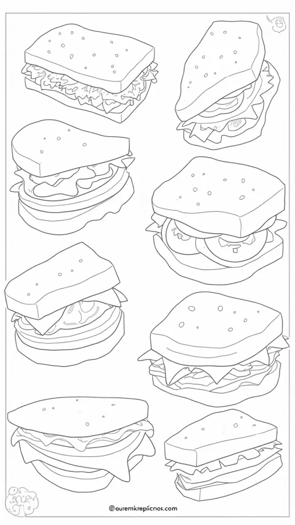 Páginas para colorear de sándwich